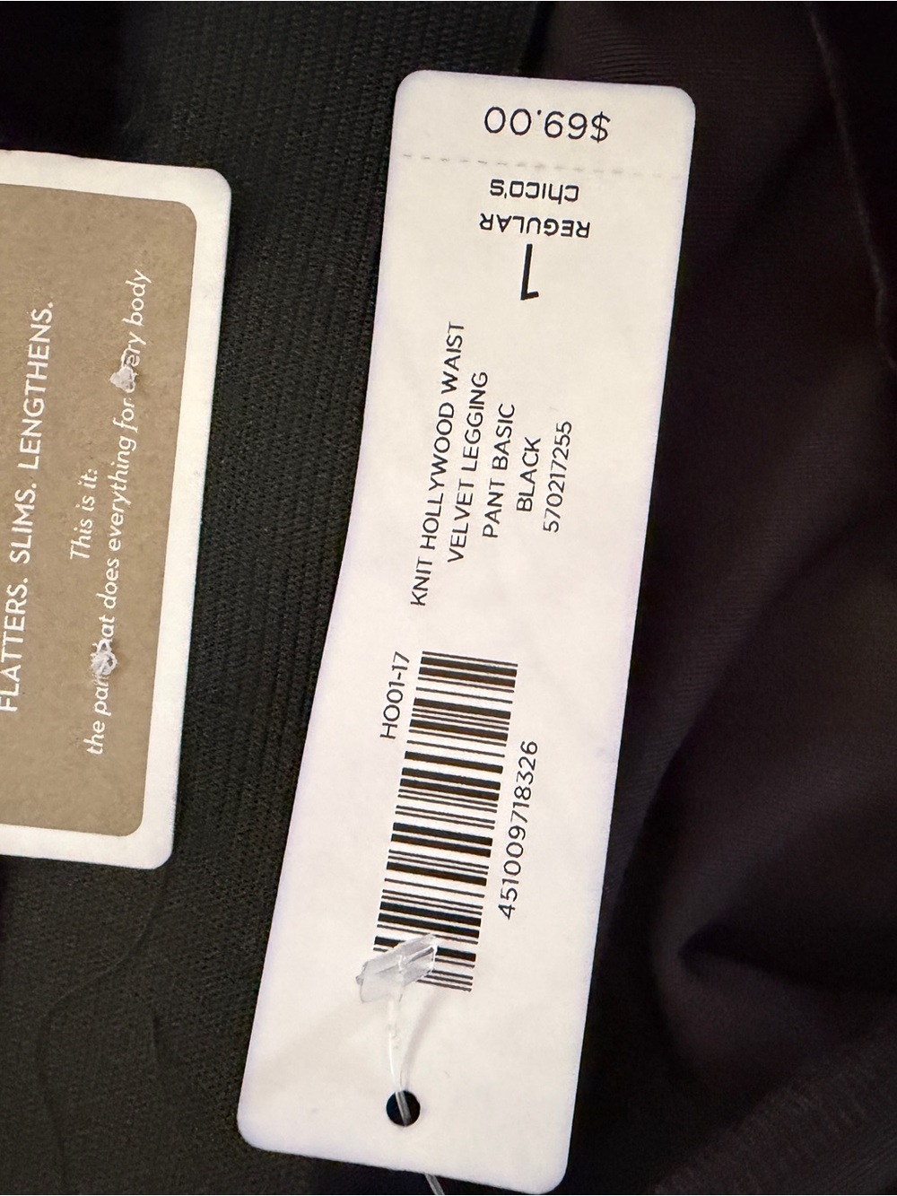 Chico's Black Velvet Pull-On Leggings - Picture 6 of 9